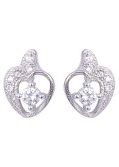 925 Sterling Silver Pair of Beautiful And Small Heart Cubic Zircon Studs - Studs