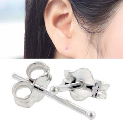 925 Sterling Silver Piercing 1 mm Hollow Ball Stud Unisex Earrings - Studs