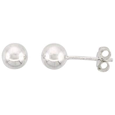 925 Sterling Silver Piercing 6 mm Hollow Ball Stud Unisex Earrings - Studs