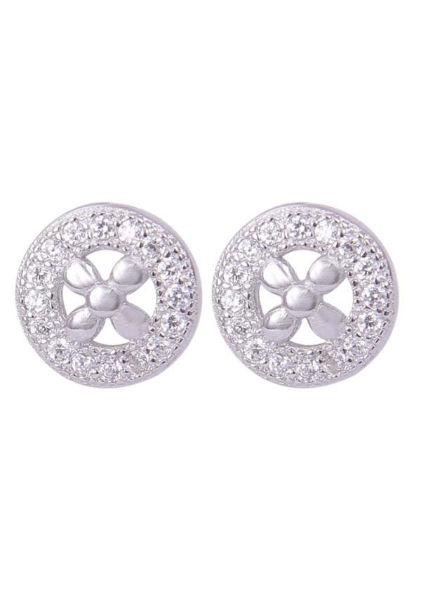 925 Sterling Silver Trendy Round Cubic Zircon Stud Earrings - Studs