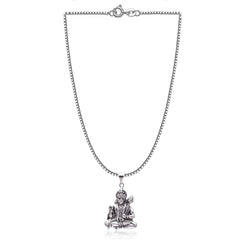 92.5 Sterling Silver Unisex Religious Sitting Hanuman ji Pendant with 18 inch Chain - Pendants
