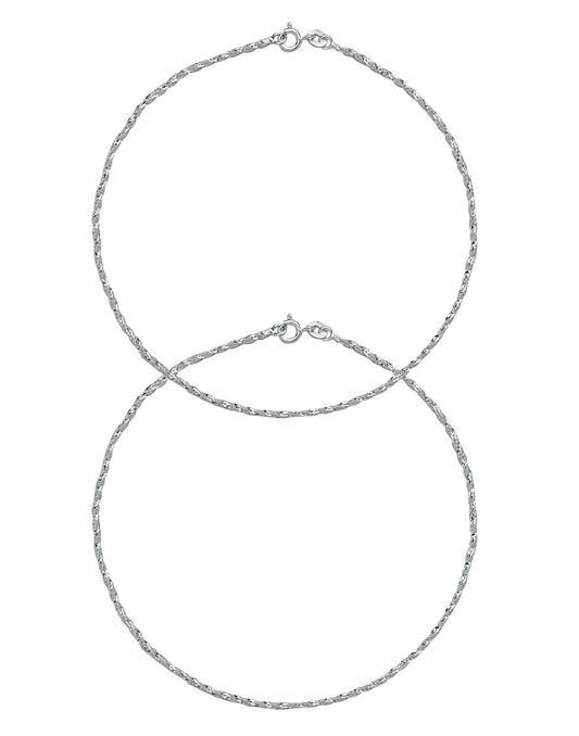 92.5 Sterling Silver Pair of Designer Anklets Payal