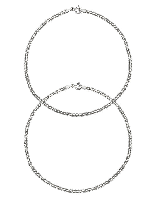 Fancy pair of Anklets in 92.5 Sterling Silver