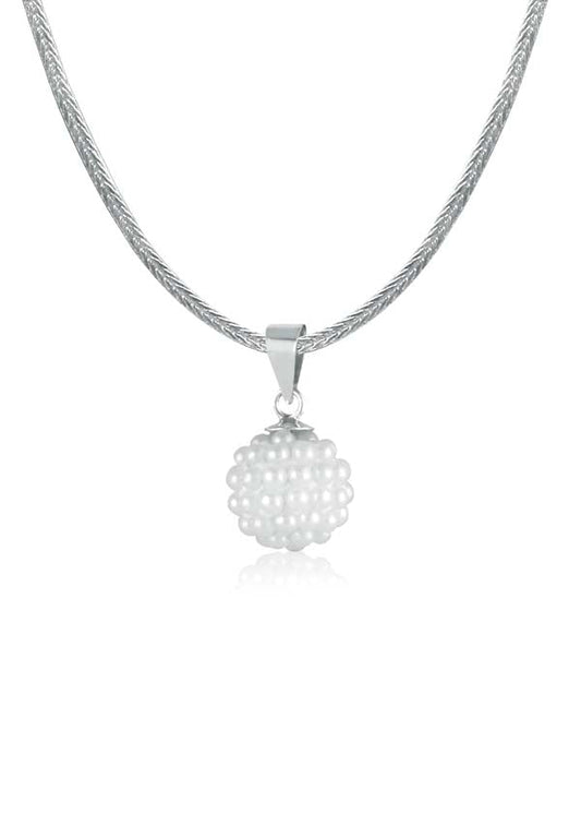 92.5 Sterling Silver Designer Pearl Pendant with Silver Chain