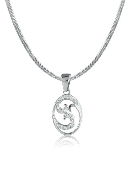 92.5 Sterling Silver Designer CZ Pendant with Silver Chain