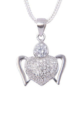 92.5 Sterling Silver Heart Shape pendant with CZ Stones and Silver Chain