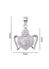 92.5 Sterling Silver Heart Shape pendant with CZ Stones and Silver Chain