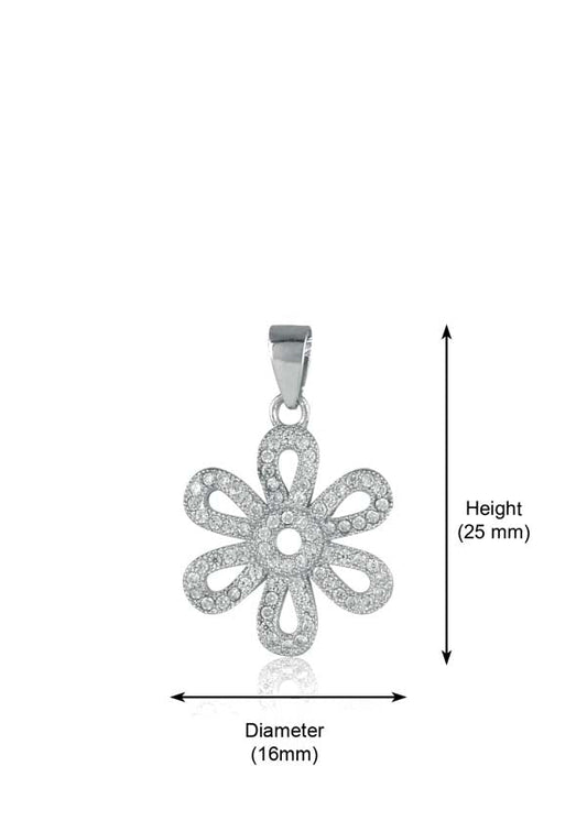 92.5 Sterling Silver Designer CZ Flower Pendant