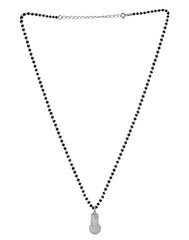 925 Sterling Silver Black Beads Modern Mangalsutra with CZ Pendant