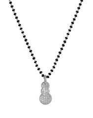 925 Sterling Silver Black Beads Modern Mangalsutra with CZ Pendant