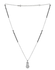 925 Sterling Silver Black Beads Modern Mangalsutra with CZ Pendant
