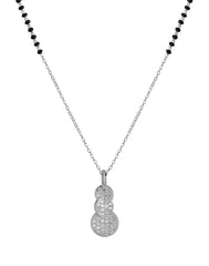 925 Sterling Silver Black Beads Modern Mangalsutra with CZ Pendant