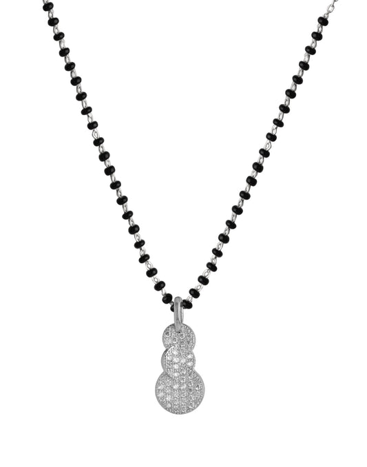 925 Sterling Silver Black Beads Modern Mangalsutra with CZ Pendant