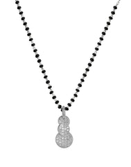925 Sterling Silver Black Beads Modern Mangalsutra with CZ Pendant