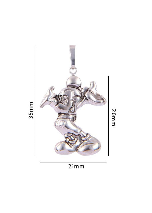 92.5 Sterling Silver Designer Cartoon Character Pendant with Silver Chain  for Kids