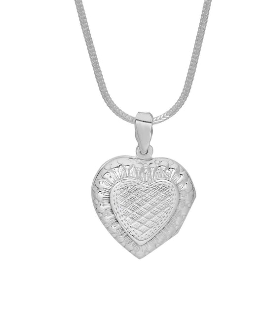 92.5 Sterling Silver Heart Shape Love Photo Locket pendant with silver chain