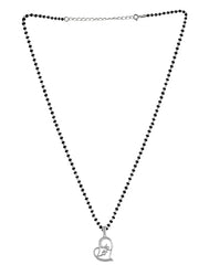 925 Sterling Silver Black Beads Modern Mangalsutra with Heart Love Pendant