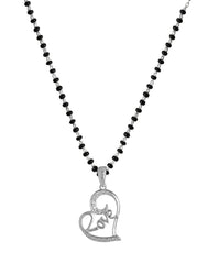 925 Sterling Silver Black Beads Modern Mangalsutra with Heart Love Pendant