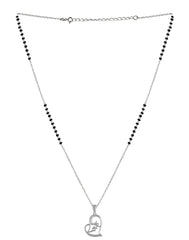925 Sterling Silver Black Beads Modern Mangalsutra with Heart Love Pendant