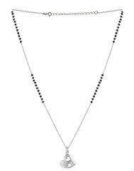 Heart Pendant 925 Sterling Silver Black Beads Modern Mangalsutra
