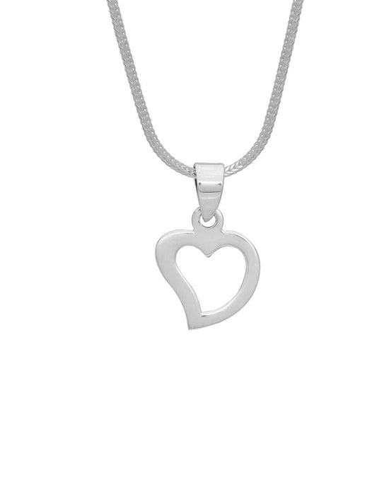 92.5 Sterling Silver Designer Heart Shape Pendant with Silver Chain