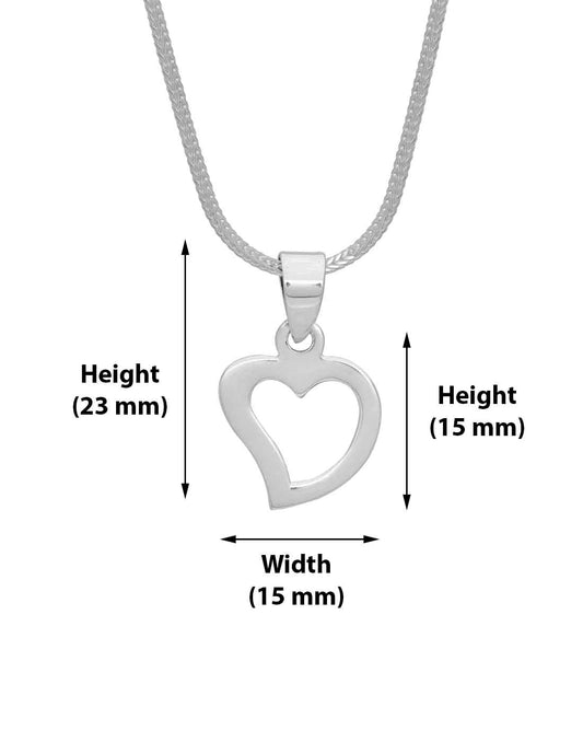 92.5 Sterling Silver Designer Heart Shape Pendant with Silver Chain