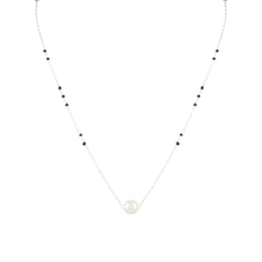 925 Sterling Silver Trendy Designer Pearl Black Beads Mangalsutra