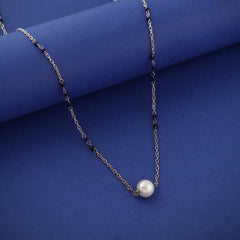 925 Sterling Silver Trendy Designer Pearl Black Beads Mangalsutra