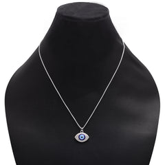 92.5 Sterling Silver Designer Evil Eye Unisex Pendant with Silver Chain