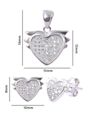 Sweet Heart Pendant and Earring Mangalsutra Set in925 Sterling Silver