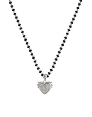 Sweet Heart Pendant and Earring Mangalsutra Set in925 Sterling Silver