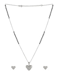 Sweet Heart Pendant and Earring Mangalsutra Set in925 Sterling Silver