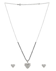 Sweet Heart Pendant and Earring Mangalsutra Set in925 Sterling Silver
