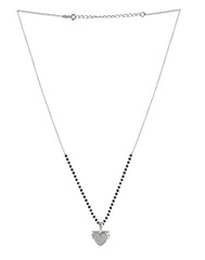 Sweet Heart Pendant and Earring Mangalsutra Set in925 Sterling Silver