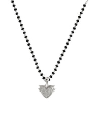 Sweet Heart Pendant and Earring Mangalsutra Set in925 Sterling Silver