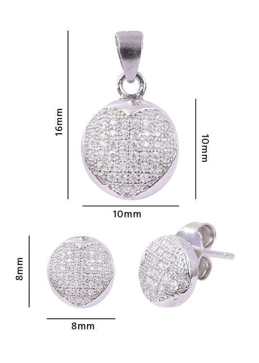 Designer 92.5 Sterling Silver CZ Round Pendant Set with Chain
