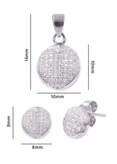 Designer 92.5 Sterling Silver CZ Round Pendant Set with Chain