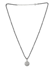 Round Cz Stone Pendant and Earring Mangalsutra Set in 925 Sterling Silver