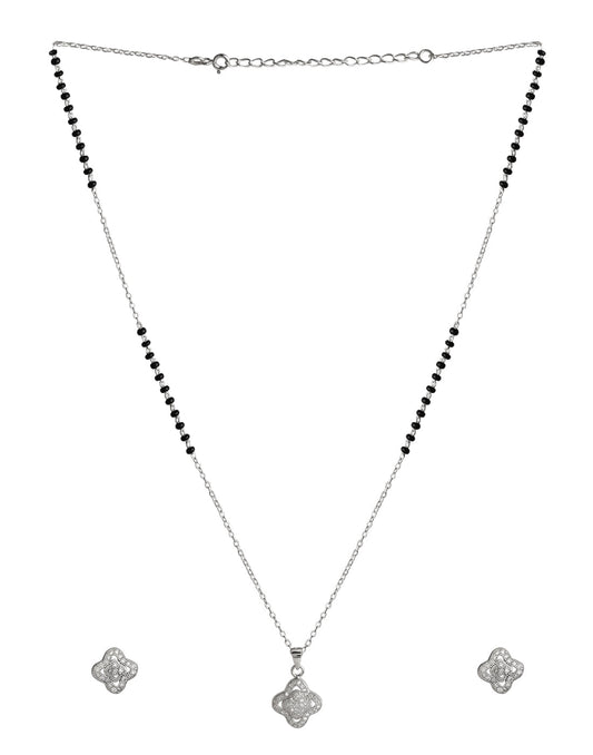 Designer Pendant and Earring Mangalsutra Set in 925 Sterling Silver