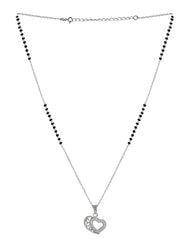 Designer Heart Pendant and Earring Mangalsutra Set in Pure 925 Sterling Silver