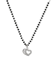 Designer Heart Pendant and Earring Mangalsutra Set in Pure 925 Sterling Silver