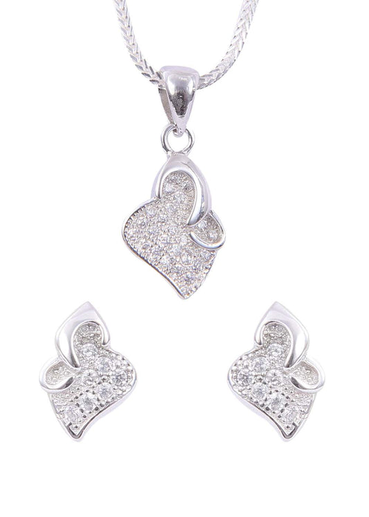 Designer Pure 92.5 Sterling Silver CZ Pendant Set with Silver Chain