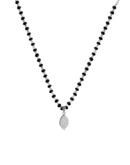 Pear Shape Pendant and Earring Mangalsutra Set in 925 Sterling Silver