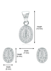Oval Pendant and Earring Mangalsutra Set in Pure 925 Sterling Silver
