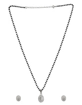 Oval Pendant and Earring Mangalsutra Set in Pure 925 Sterling Silver