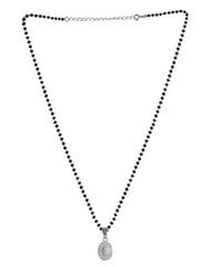 Oval Pendant and Earring Mangalsutra Set in Pure 925 Sterling Silver