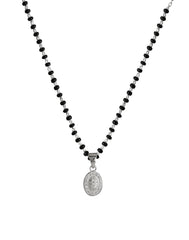 Oval Pendant and Earring Mangalsutra Set in Pure 925 Sterling Silver