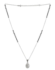 Oval Pendant and Earring Mangalsutra Set in Pure 925 Sterling Silver