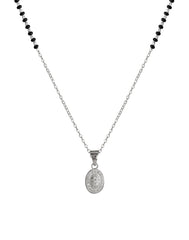 Oval Pendant and Earring Mangalsutra Set in Pure 925 Sterling Silver