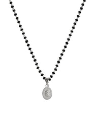 Oval Pendant and Earring Mangalsutra Set in Pure 925 Sterling Silver